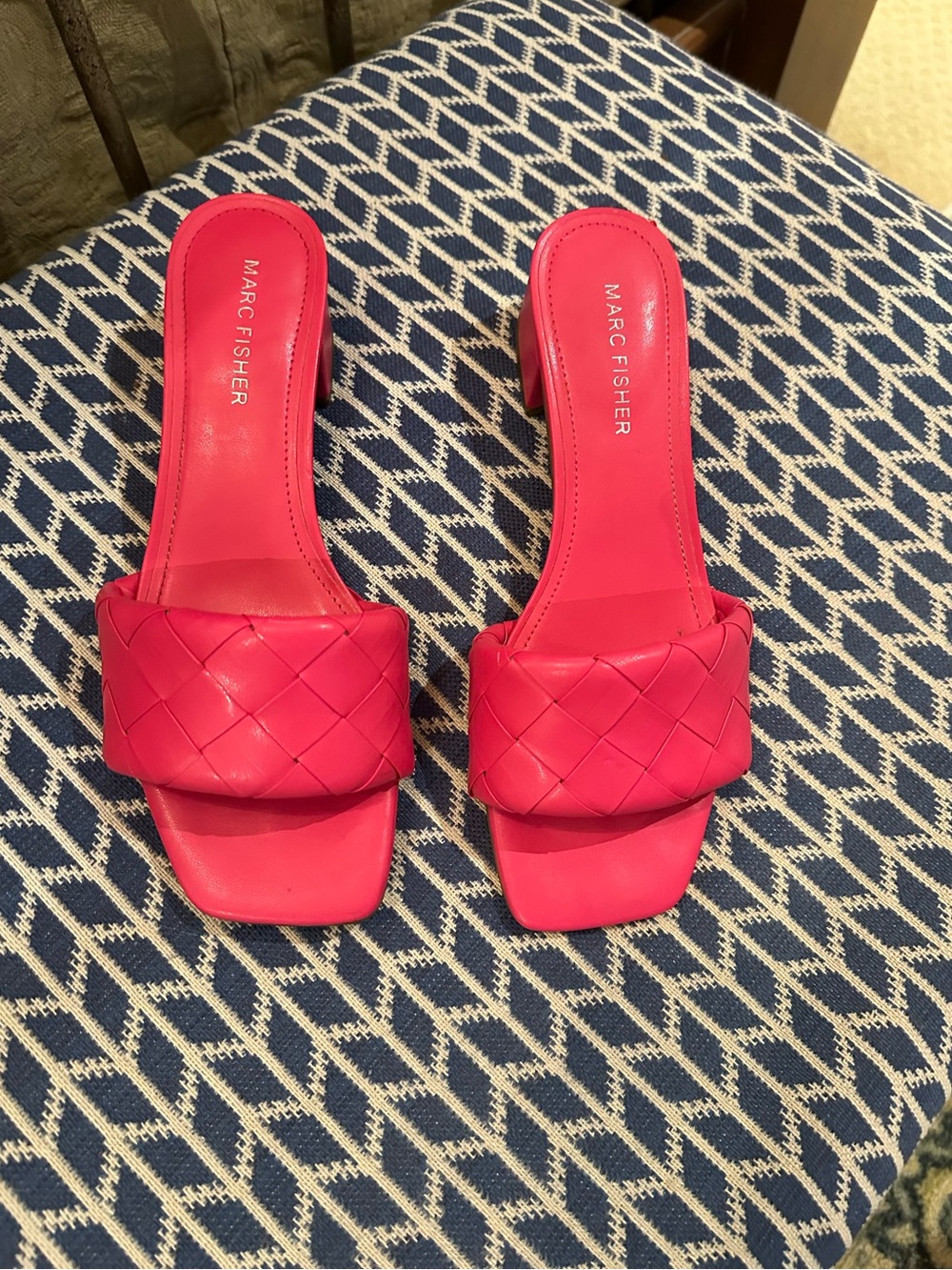 Marc Fisher Hot Pink Woven Slide Mules